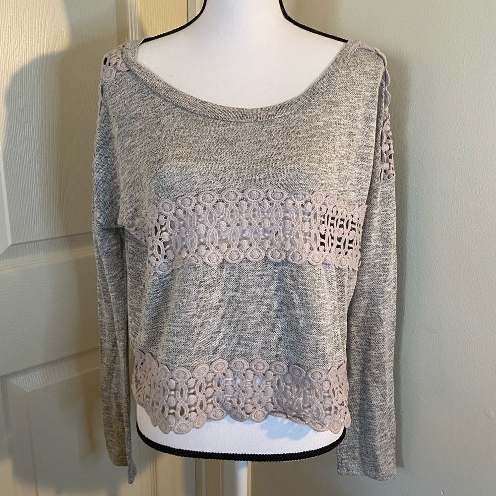 You are not alone, grey laced long sleeve shirt
